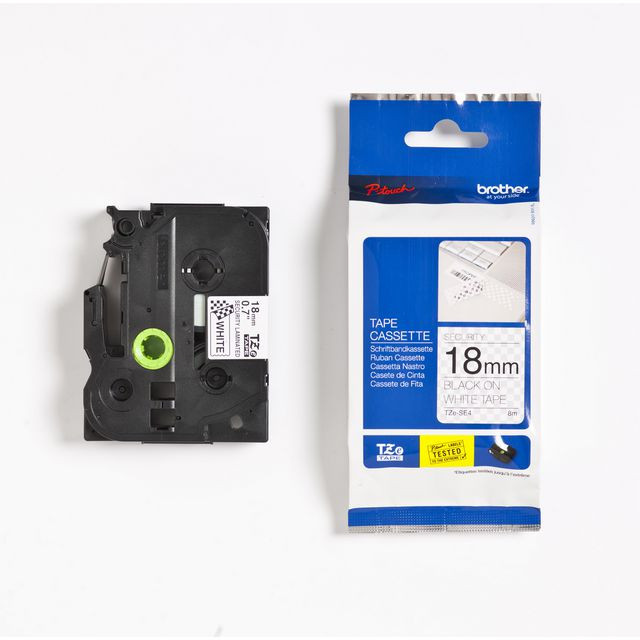 BildeTape BROTHER TZESE4 18mm svart på vit