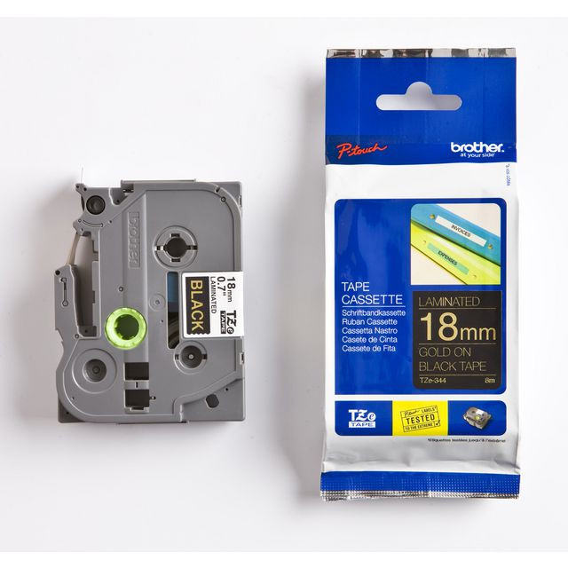 BildeTape BROTHER TZE344 18mm Guld på Svart