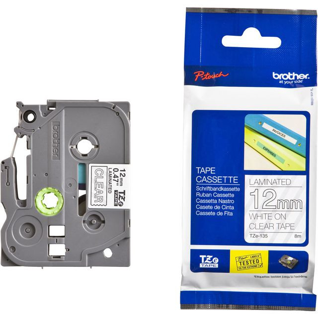 BildeTape BROTHER TZE135 12mm Vit på Klar