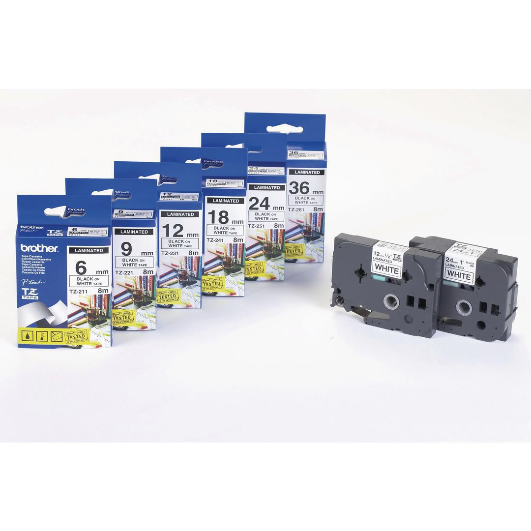 BildeTape BROTHER TZE315 6mm Vit på Svart