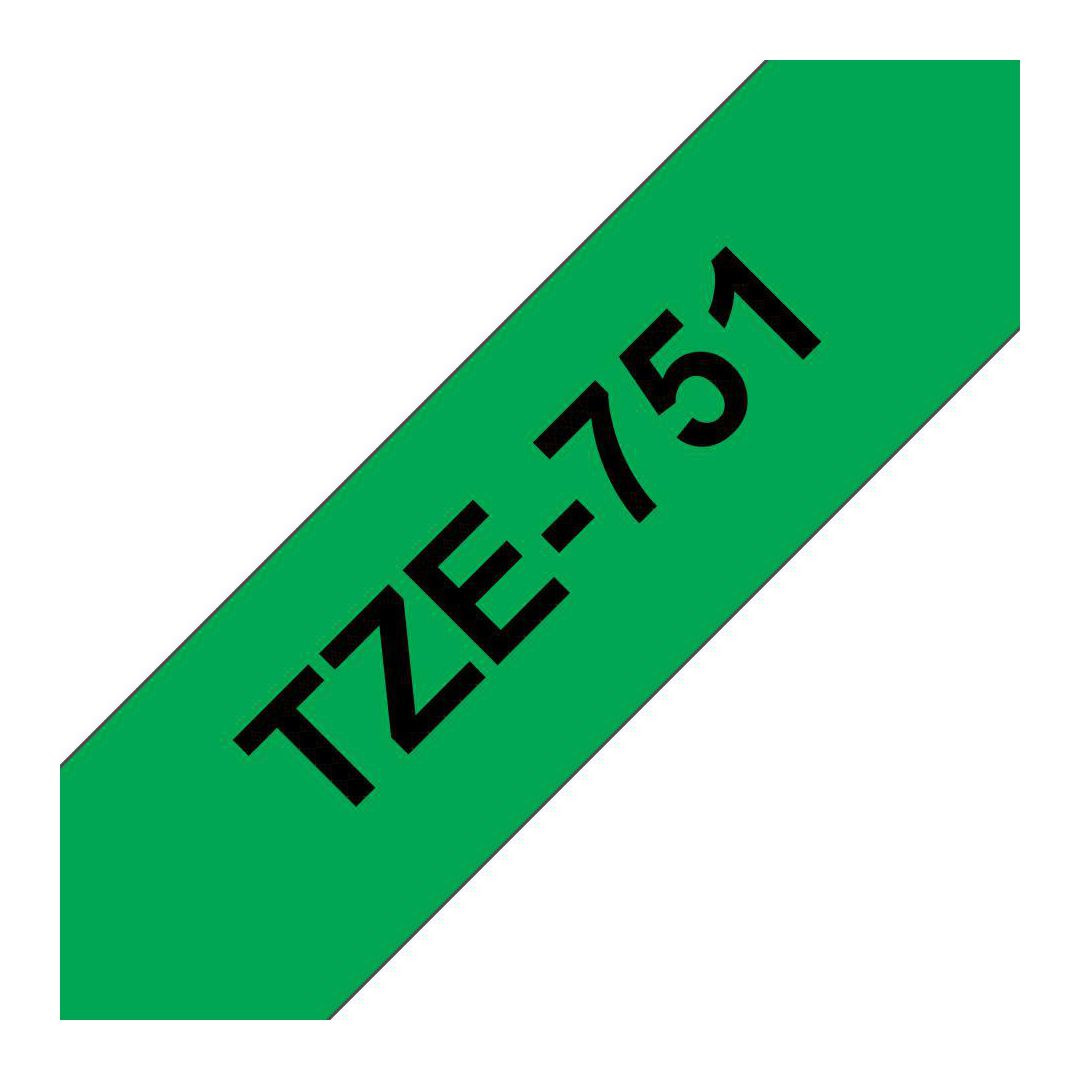 BildeTape BROTHER TZE751 24mm svart på grön