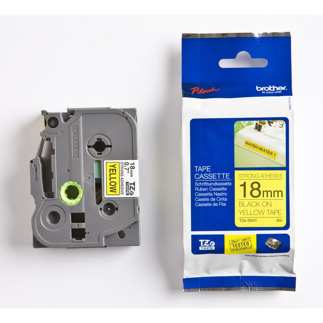 BildeTape BROTHER TZEFX641 18mm Svart på Gul