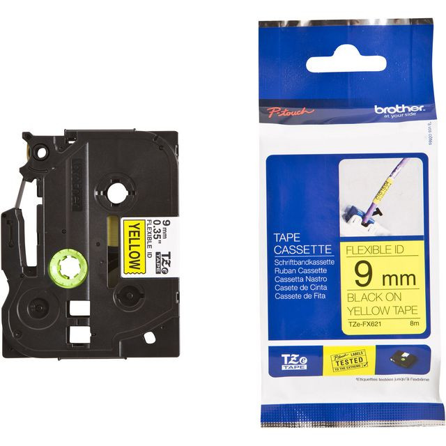 BildeTape BROTHER TZEFX621 9mm Svart på Gul F