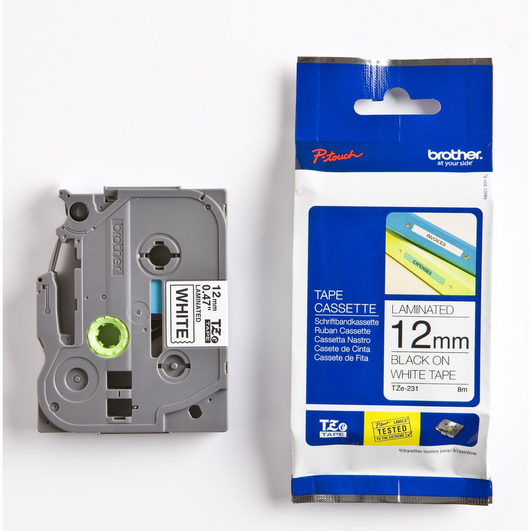 BildeTape BROTHER TZE231 12mm svart på vit