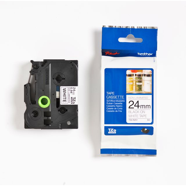 BildeTape BROTHER TZEN251 24mm Svart på Vit