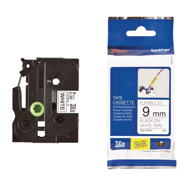 BildeTape BROTHER TZEFX221 9mm svart på vit