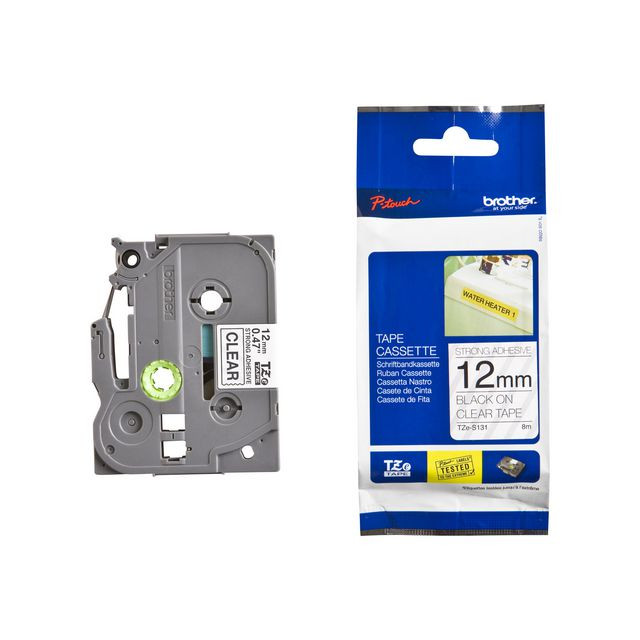 BildeTape BROTHER TZES131 12mm Svart på Klar