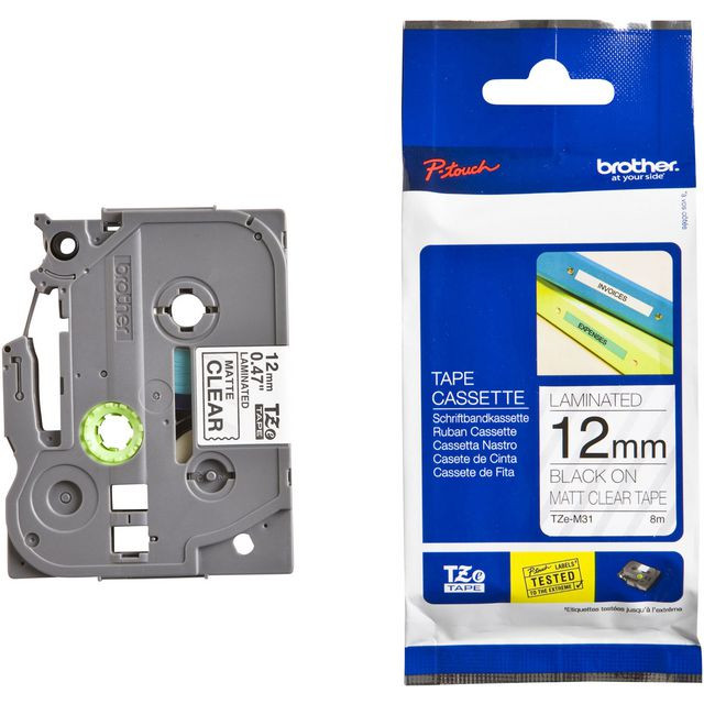 BildeTape BROTHER TZEM31 12mm Svart på Klar M