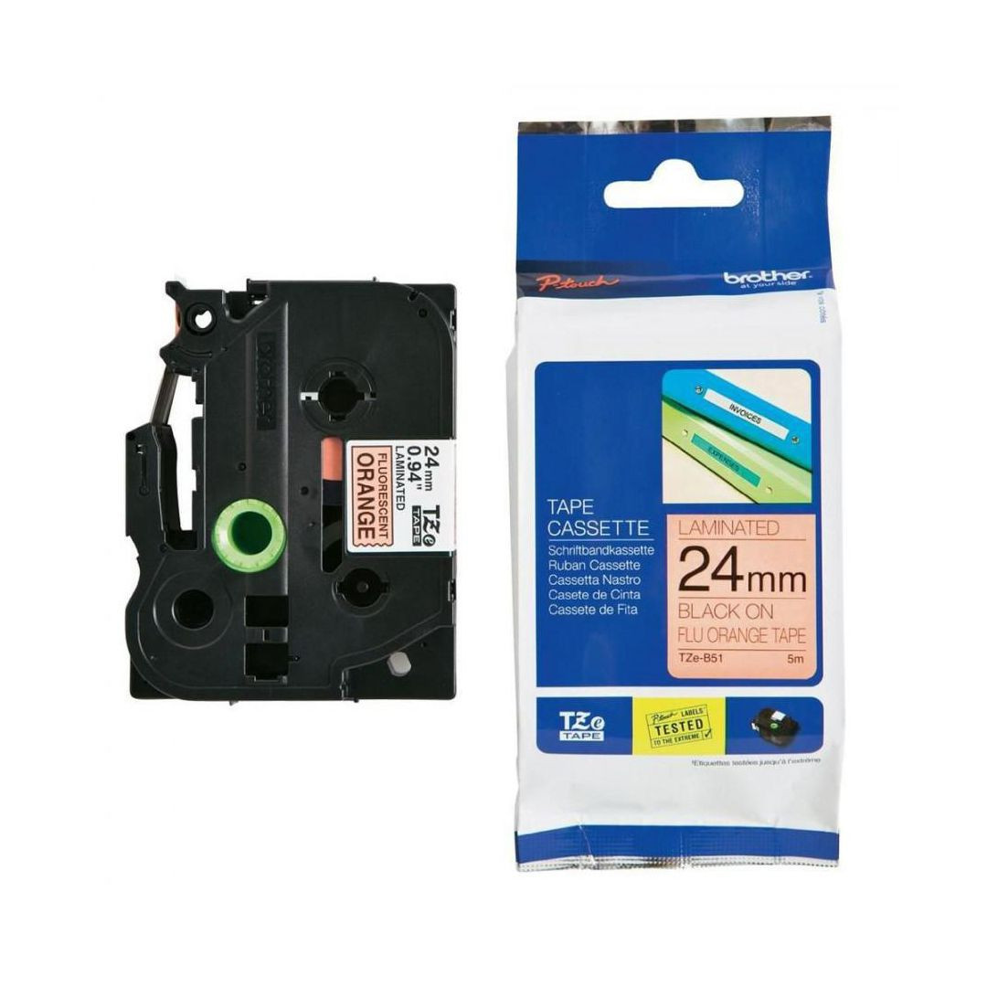 BildeTape BROTHER TZEB51 24mm svart på orang