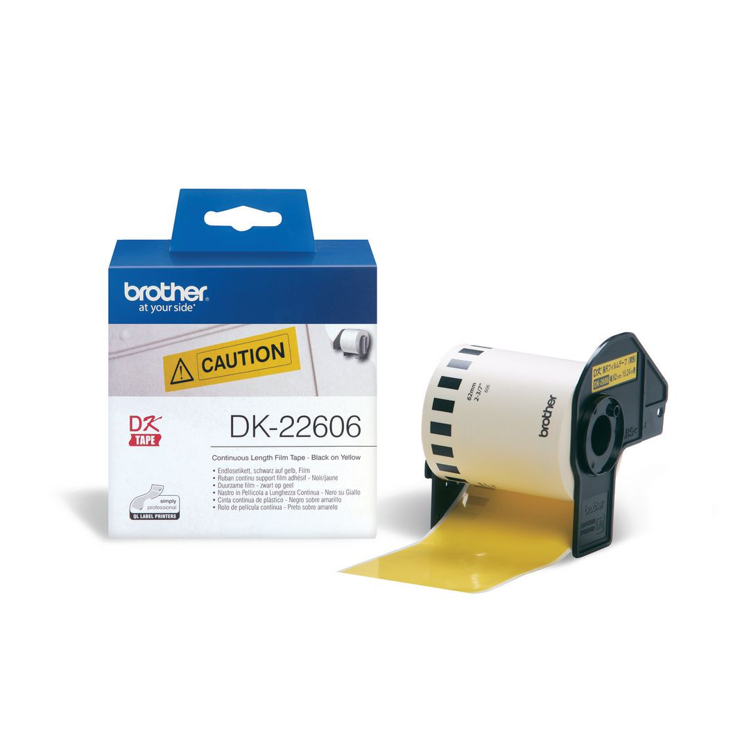 BildeEtikett BROTHER löpande 62mmx15,24m gul