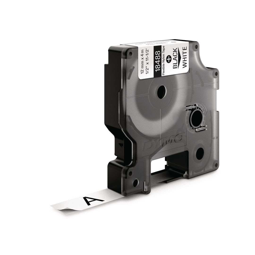 BildeTape Rhino flex nylon 12mm svart på vit