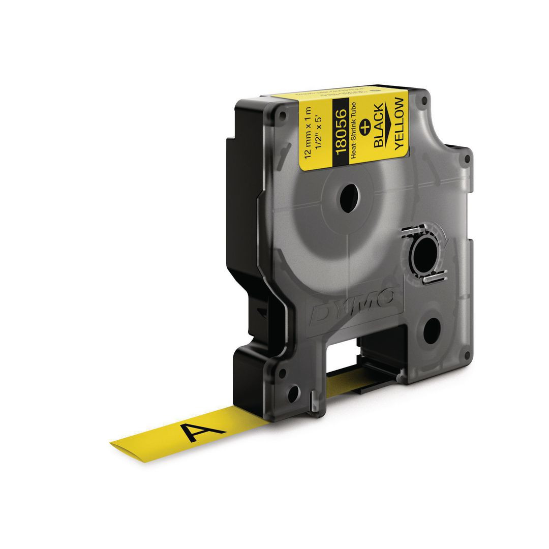 BildeTape Rhino krympslang 12mm svart på gul