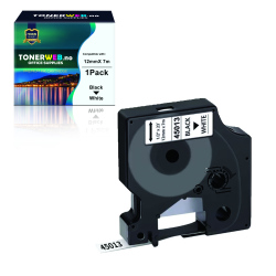 Bilde3 x DYMO Tape 45013  D1 Sort På Hvit 12mm X 7m  S072053...