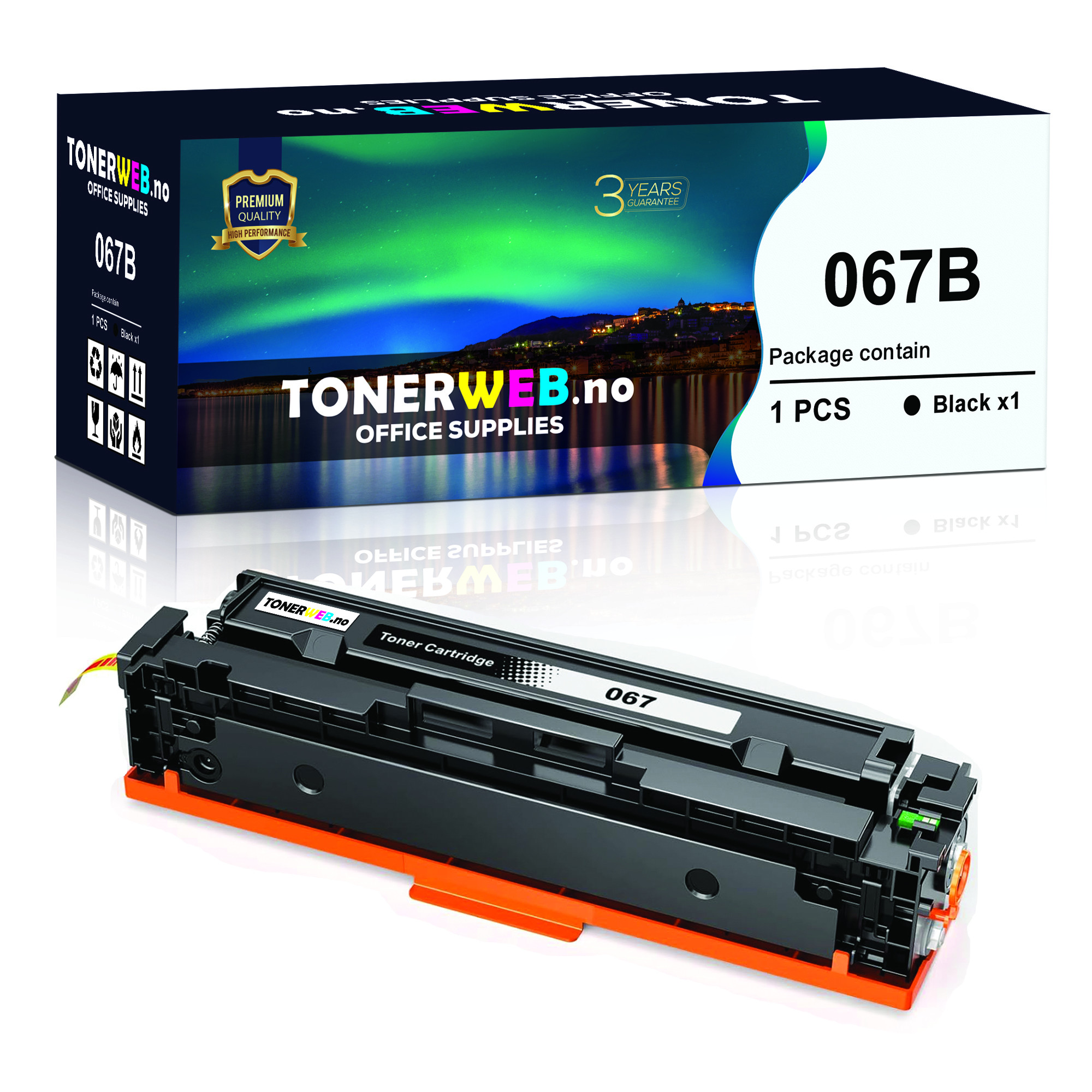 BildeCanon 067 BK (svart) toner 1350 sider - kompatibel