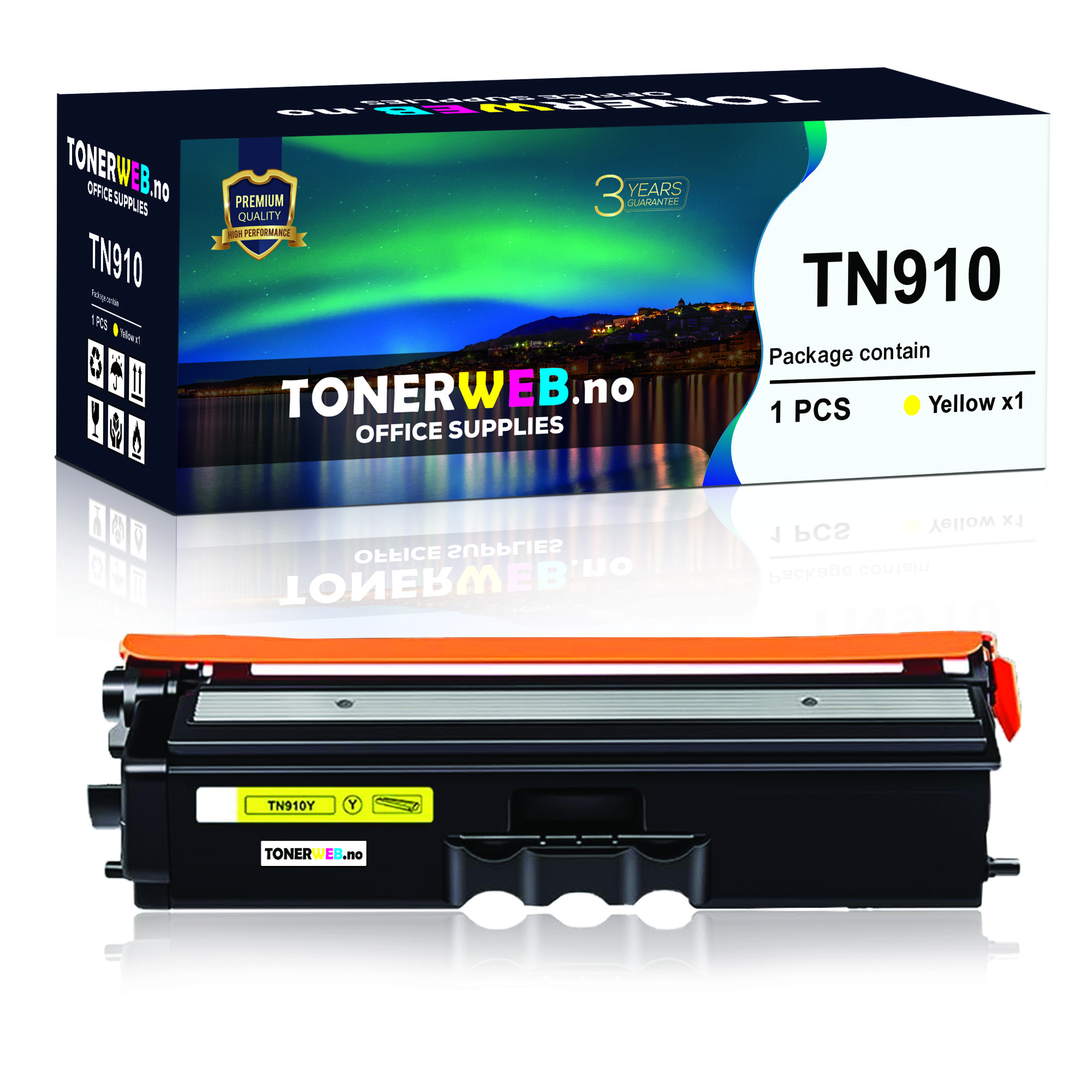 BildeBrother TN910 Y (gul) toner 9000 sider - kompatibel