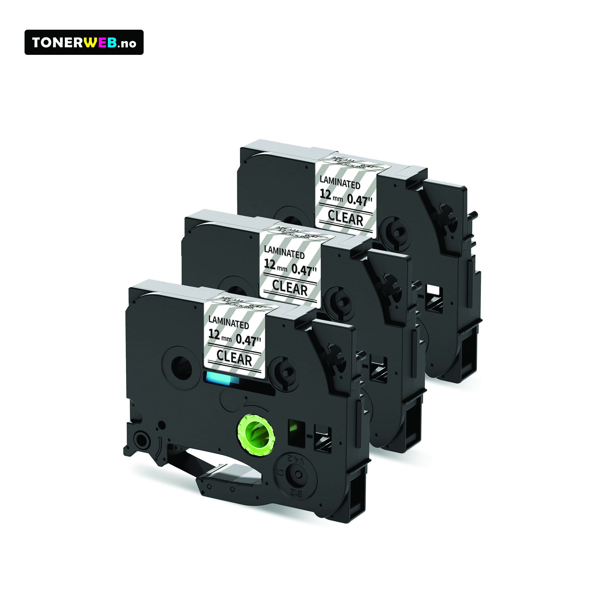 Brother Tape, erstatter Brother 3-pakk TZE131 12mmx8m Sort På Klar