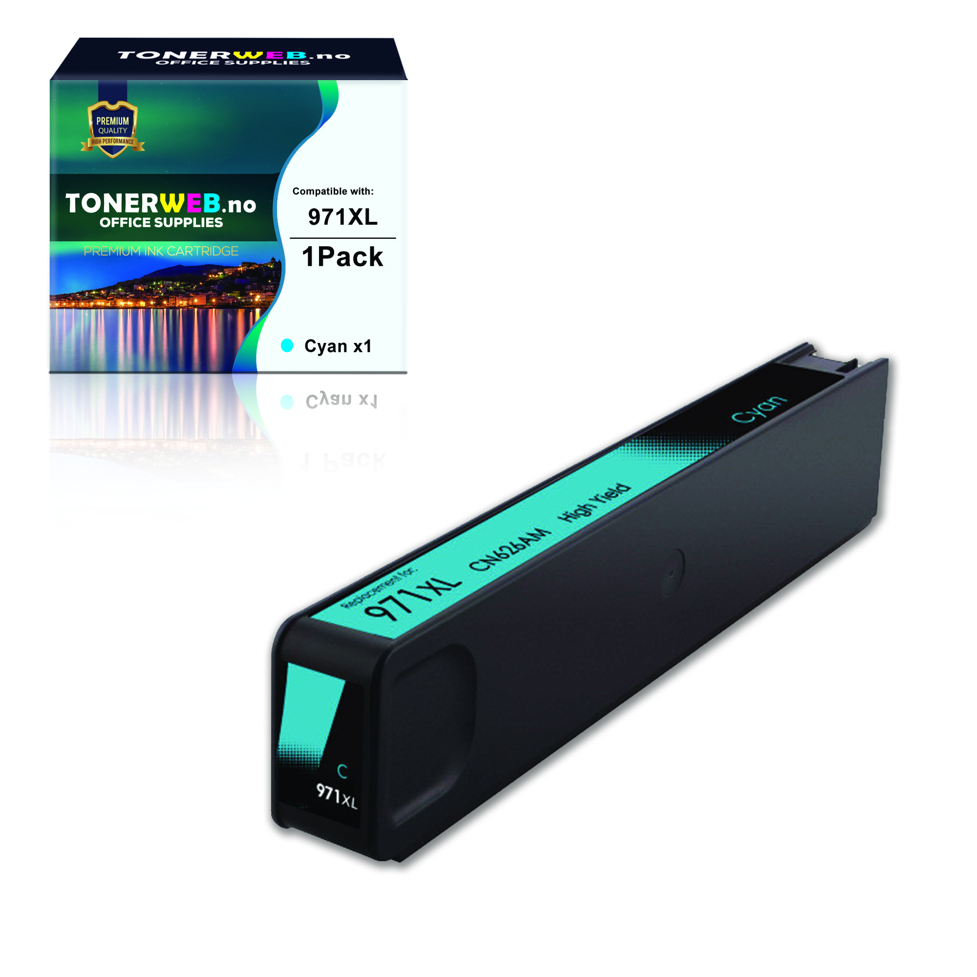 BildeHP 971XL C (cyan) blekkpatron 110 ml - kompatibel