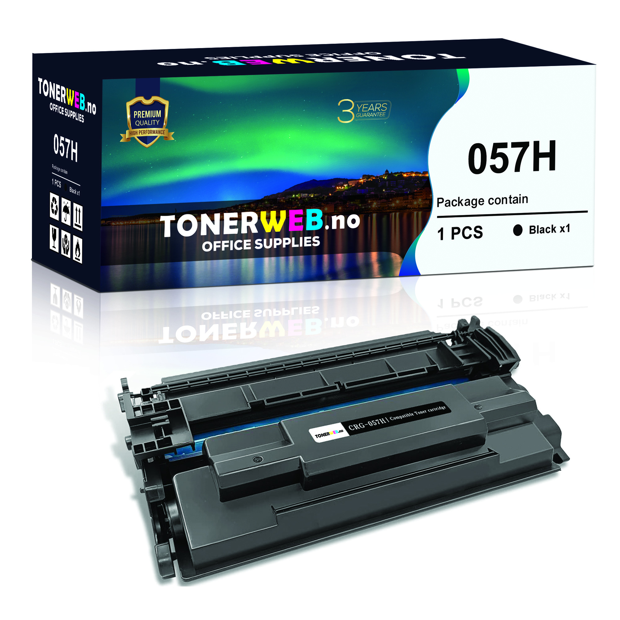 BildeCanon 057 BK (svart) toner 3100 sider - kompatibel