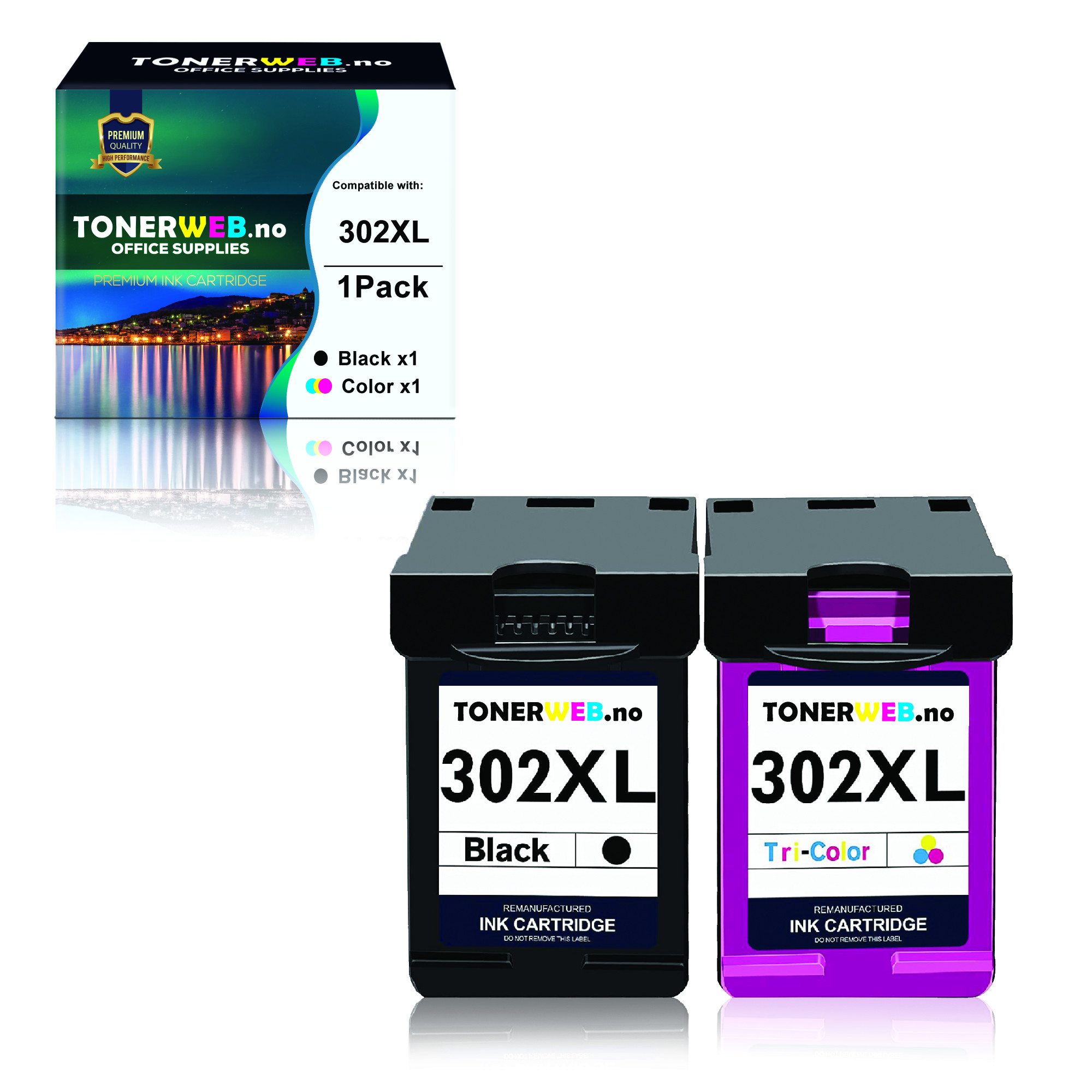 BildeBlekkpatron, erstatter HP 302XL svart + farge 31ml