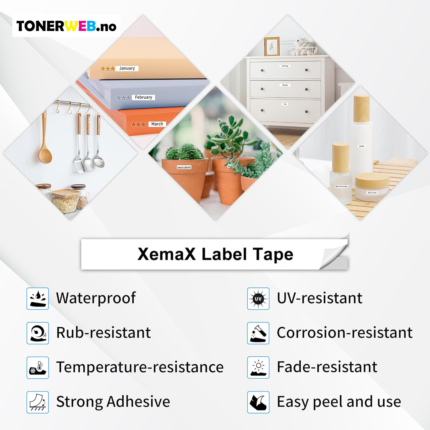 Brother Tape, erstatter Brother P-Touch TZ-121 Sort På Klar 9mm (8m)