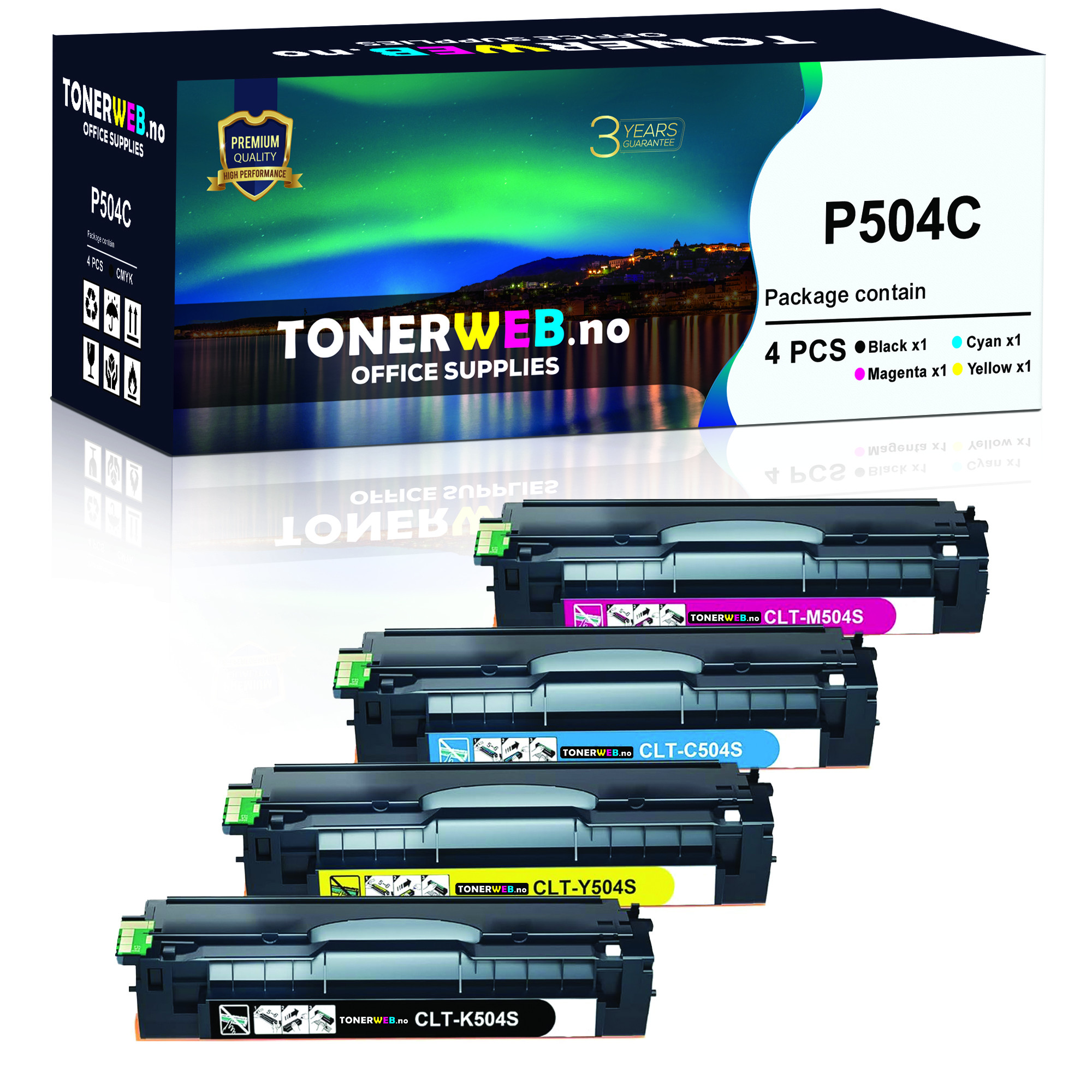 BildeSamsung CLT-504 BK/C/M/Y (svart/cyan/magenta/gul) toner 4-pakk 4 x 1800 sider - kompatibel
