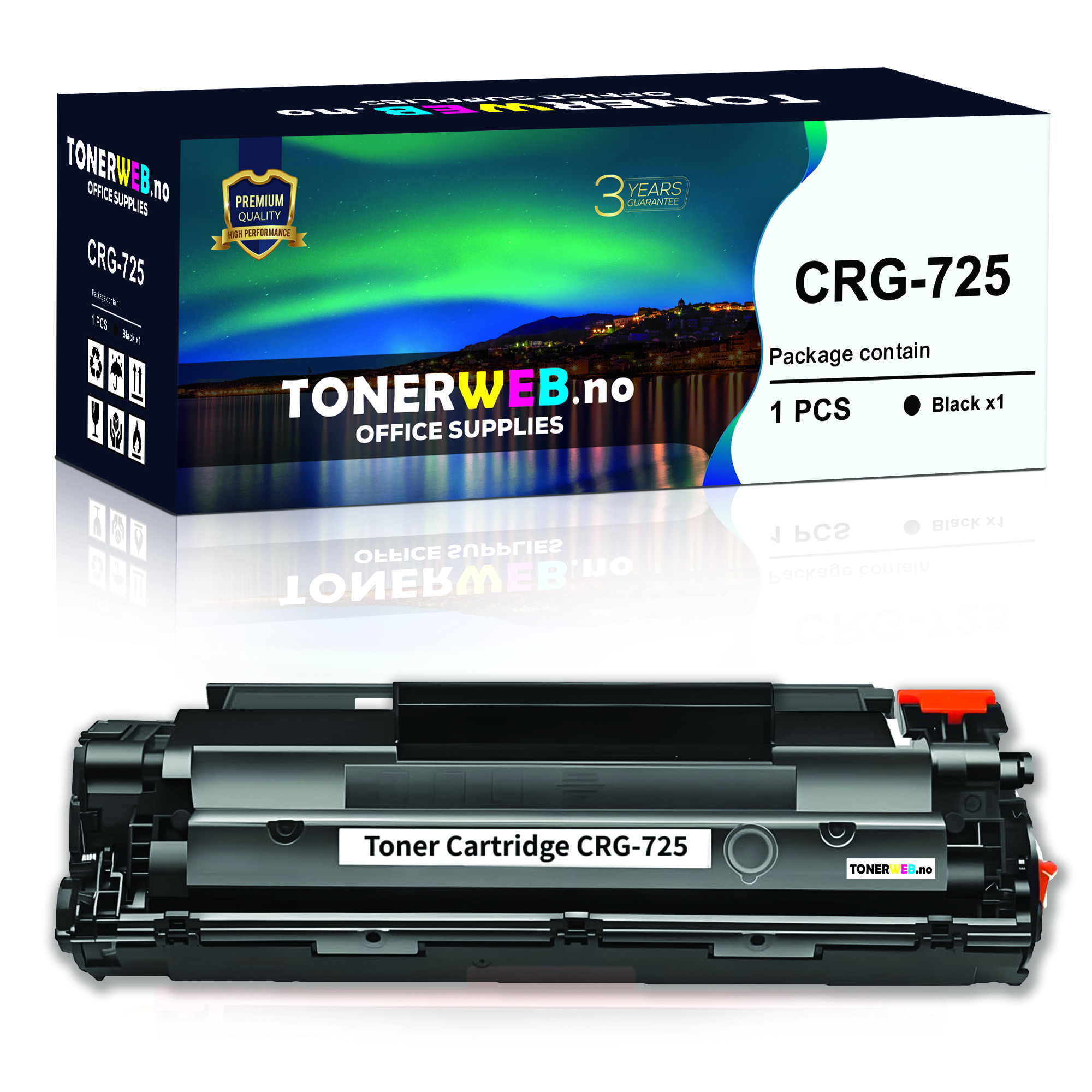 BildeCanon 725 BK (svart) toner 1600 sider - kompatibel