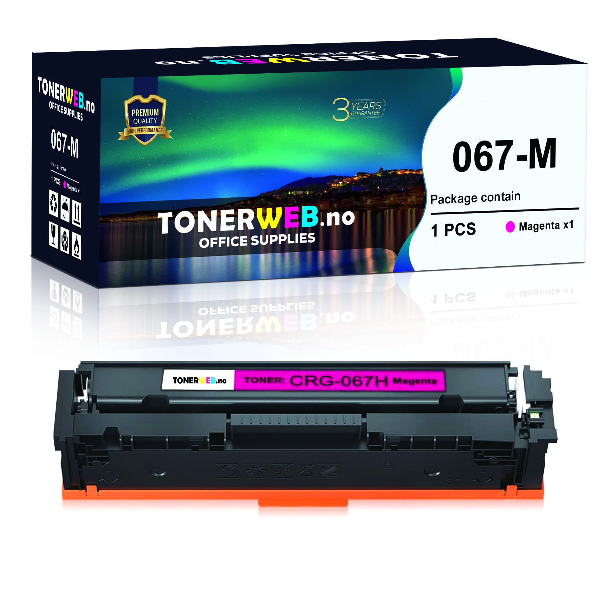 BildeCanon 067 M (magenta) toner 1250 sider - kompatibel