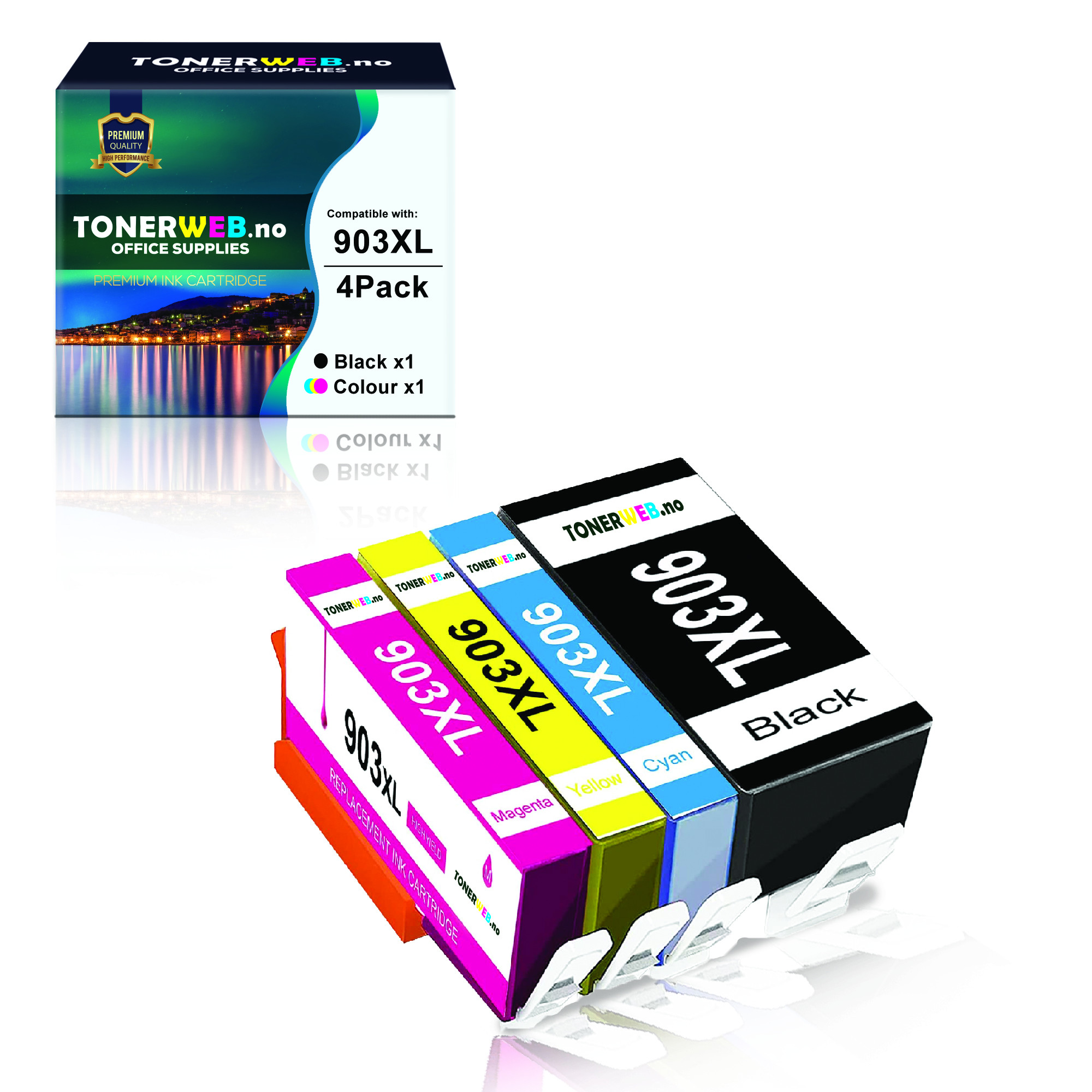 BildeHP 903XL BK/C/M/Y (svart/cyan/magenta/gul) blekkpatron 4-pakk 4 x 9,5 ml - kompatibel