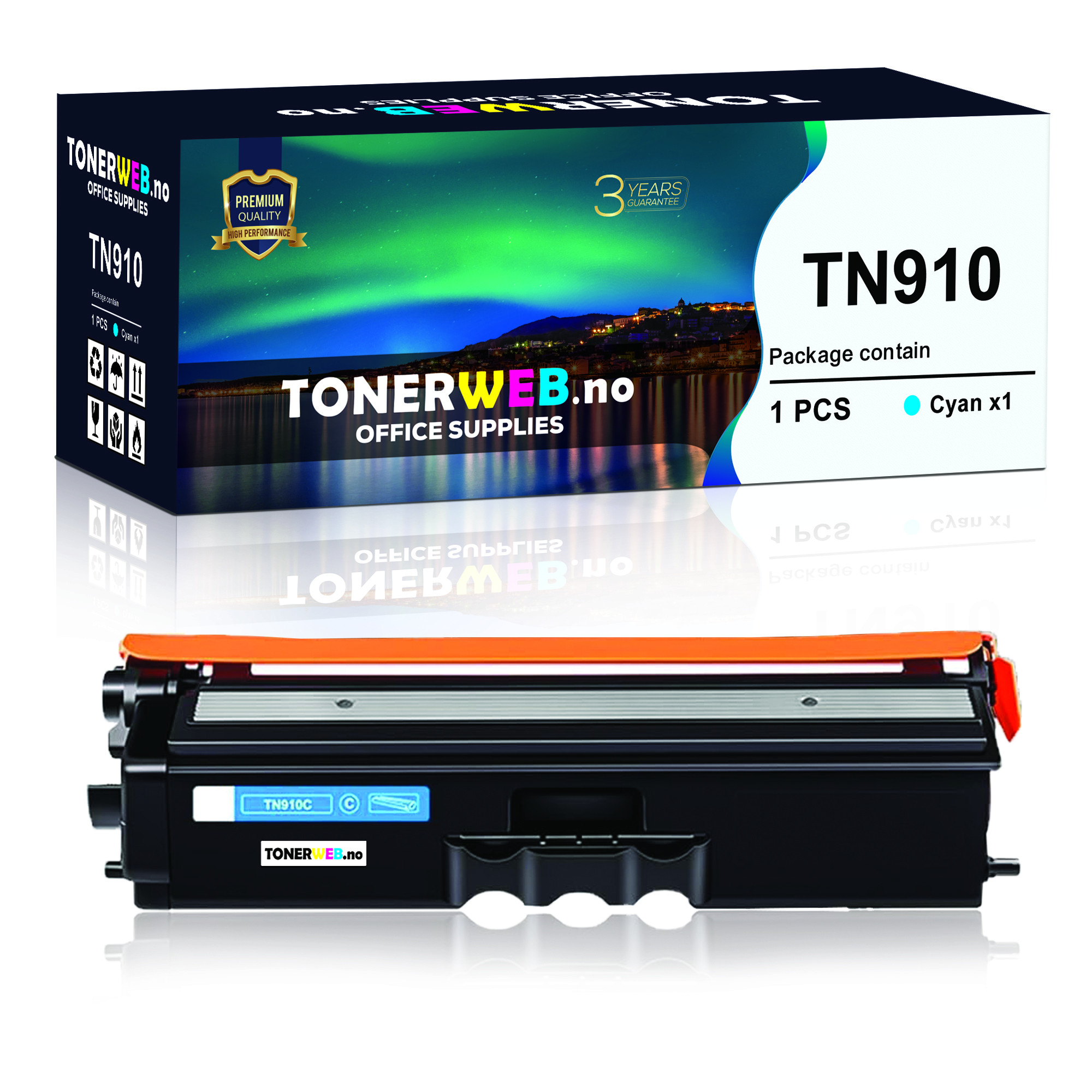 BildeBrother TN910 C (cyan) toner 9000 sider - kompatibel