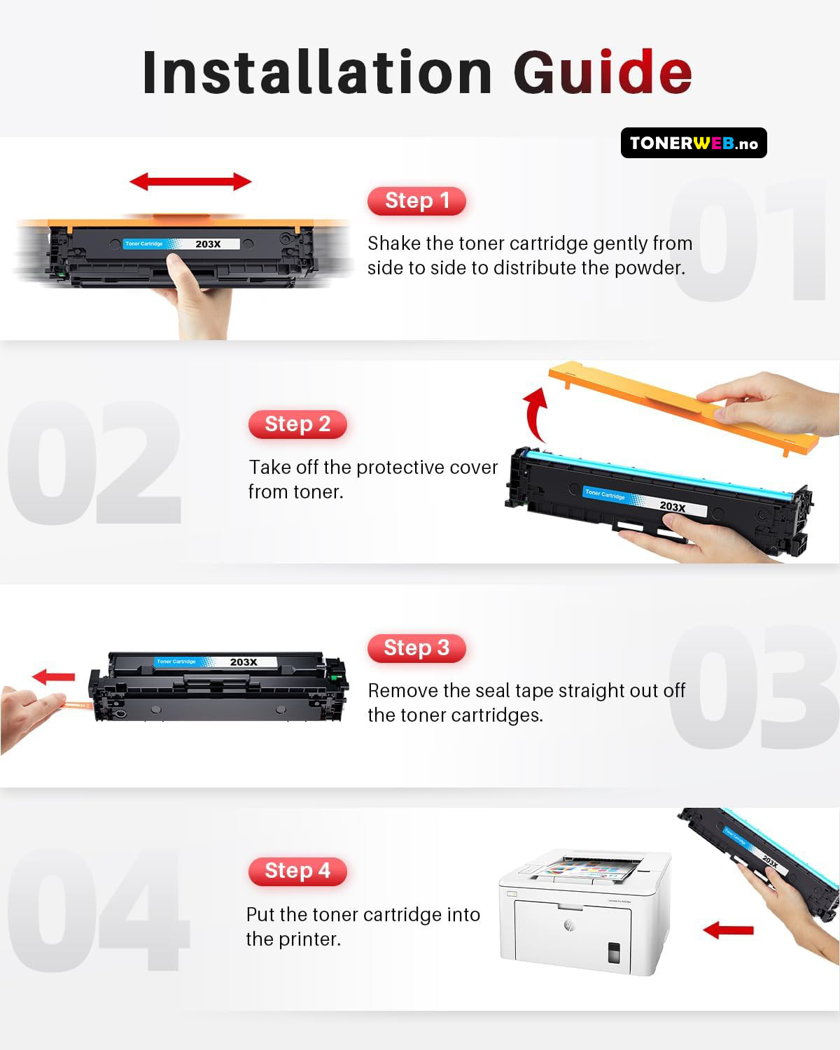 HP 203X BK/C/M/Y (svart/cyan/magenta/gul) toner 4-pakk 1 x 3200 sider / 3 x 2300 sider - kompatibel